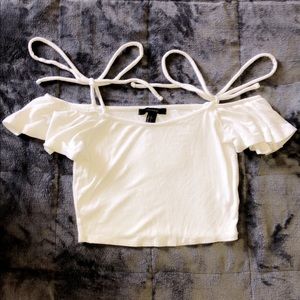 off-the-shoulder tube-top with tie-able straps